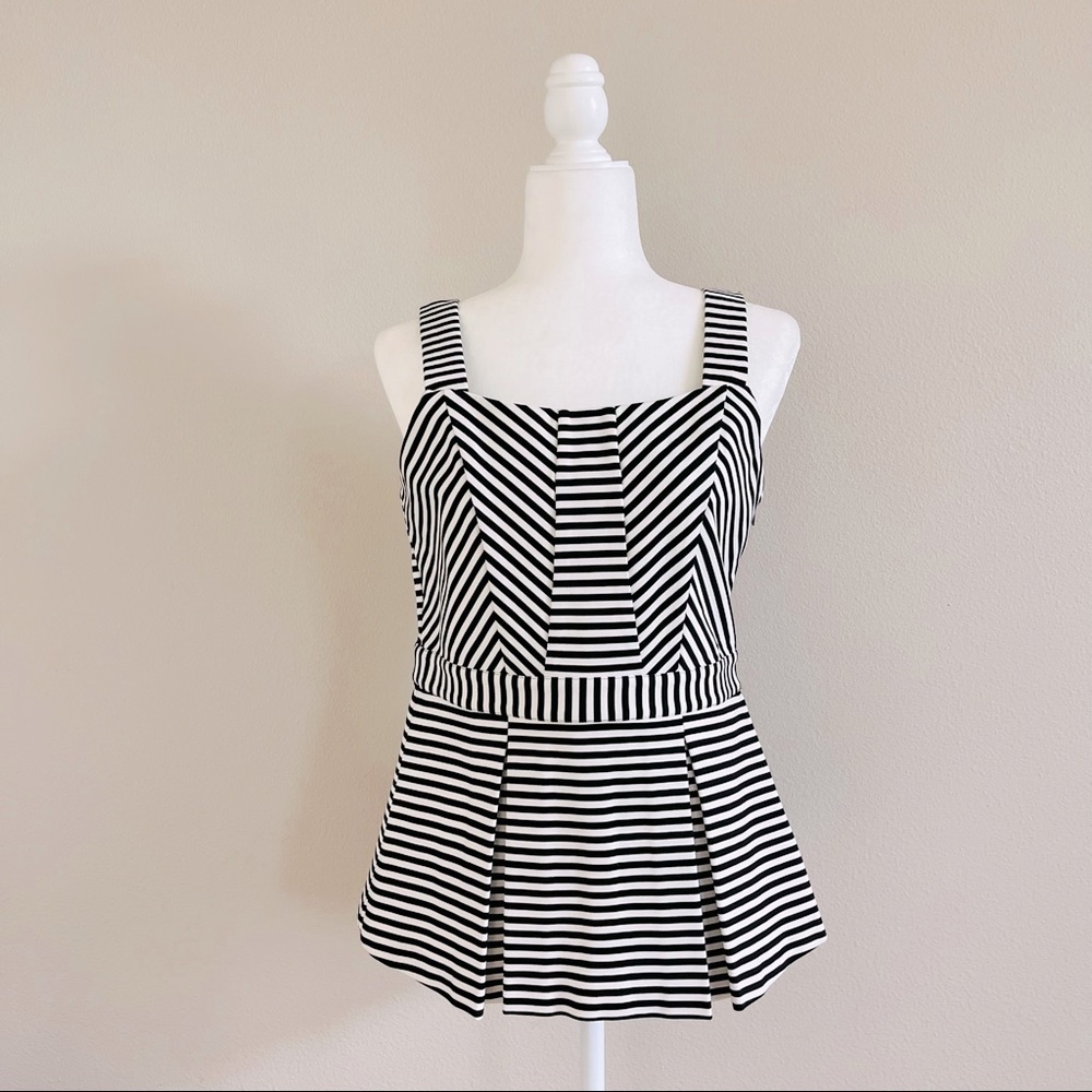 🌹 C Wonder Striped Peplum Top Size Medium
